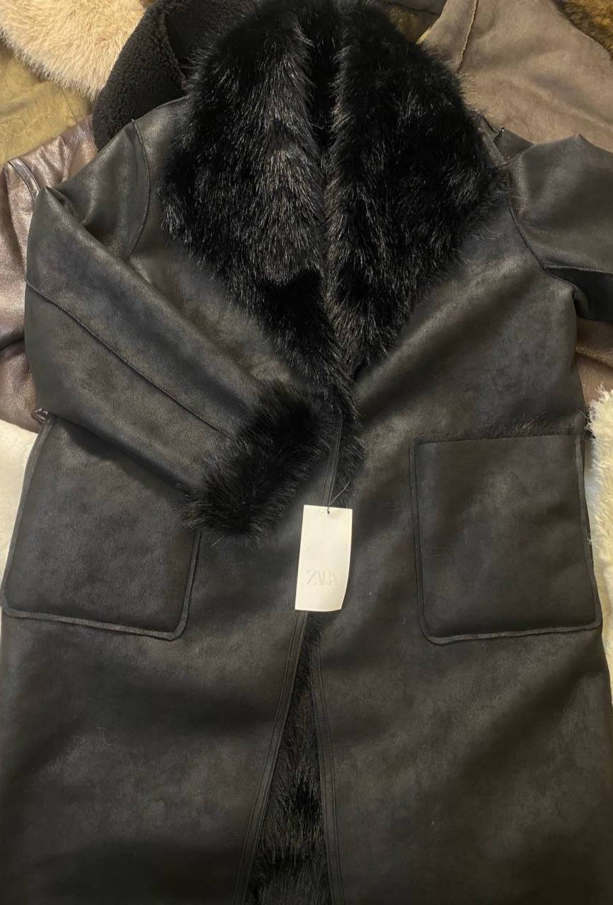 Z4RA FUR BLACK COAT
