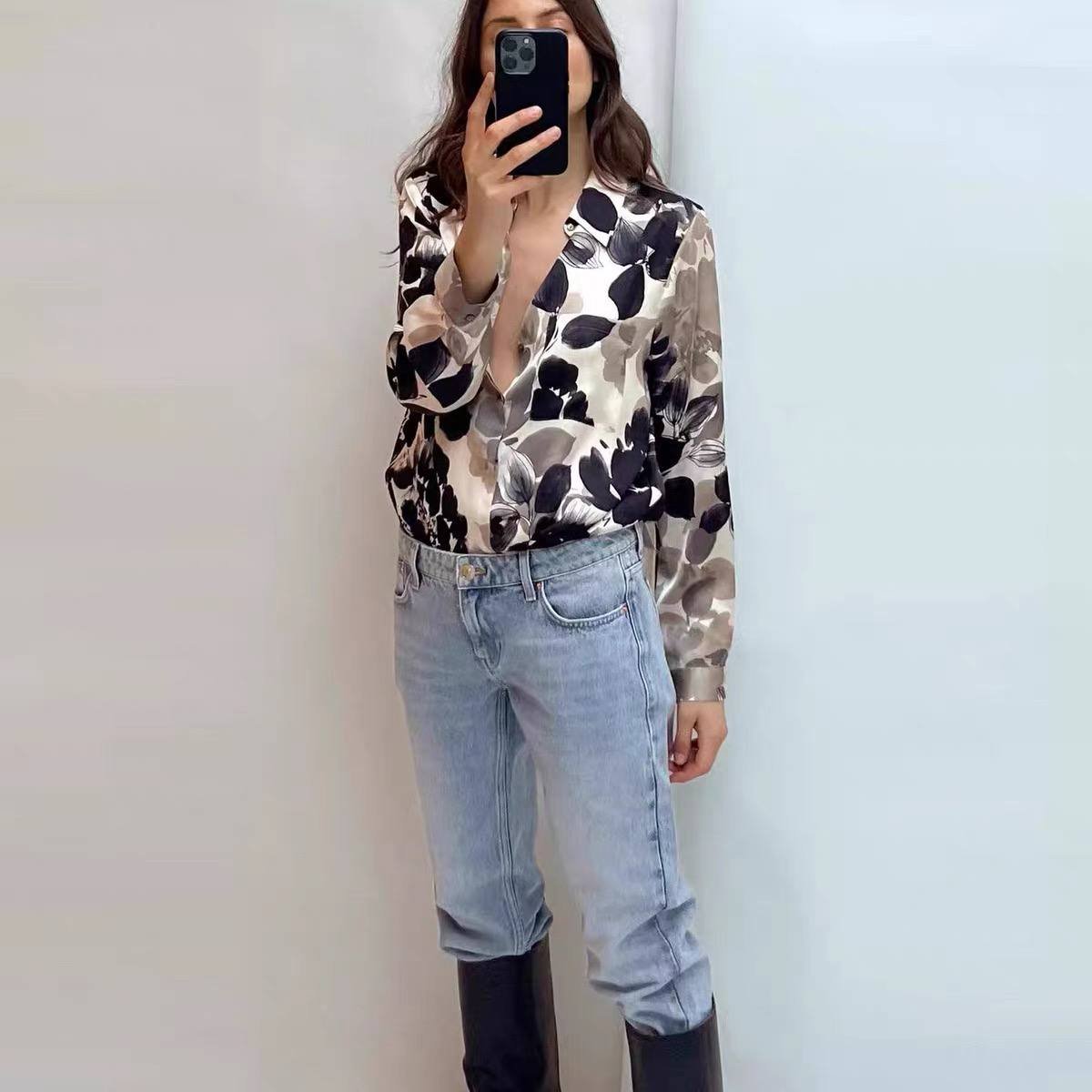 Satin Shirt - Flowery
