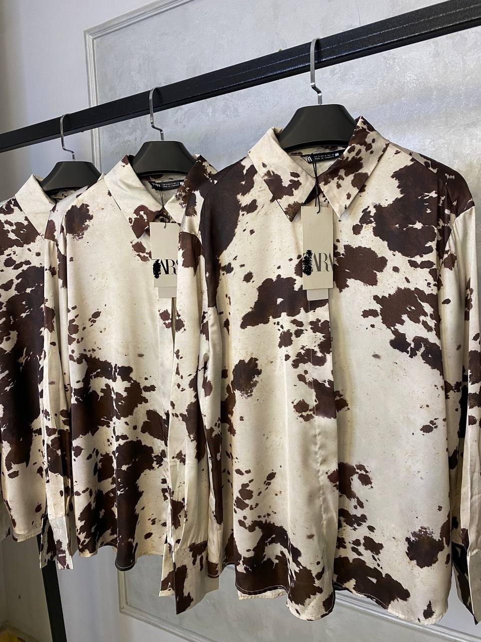 Satin Shirt - Flowery brown