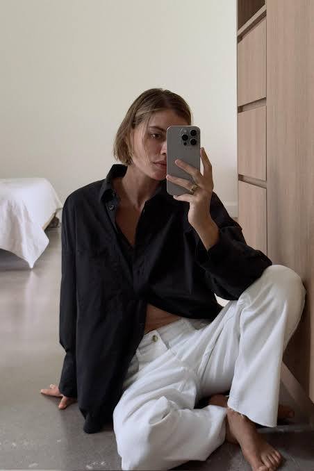 black poplin shirt