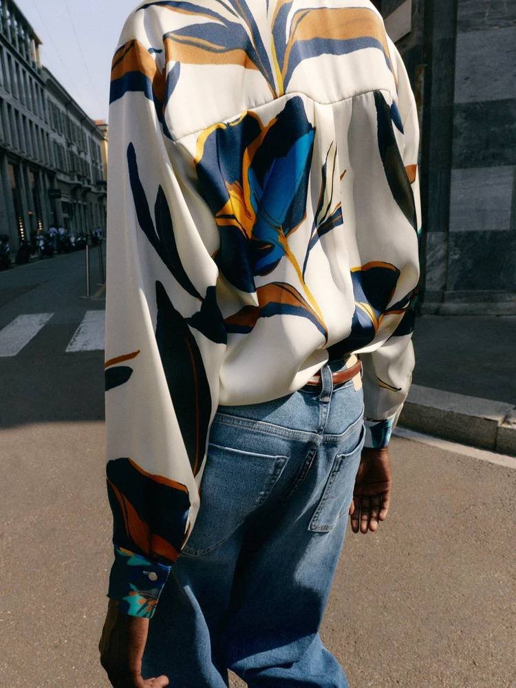 Satin Shirt - Flowery