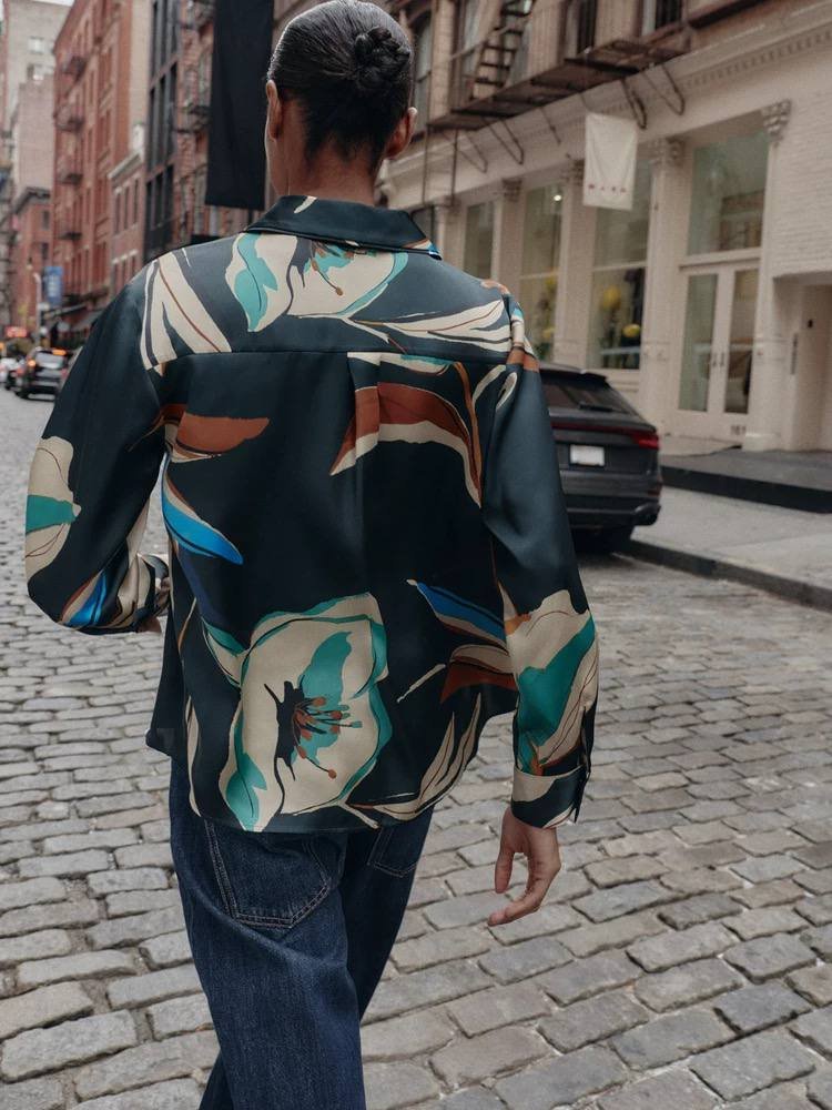 Satin Shirt - Flowery