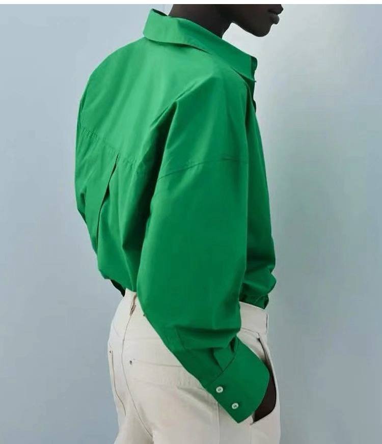 Green poplin shirt