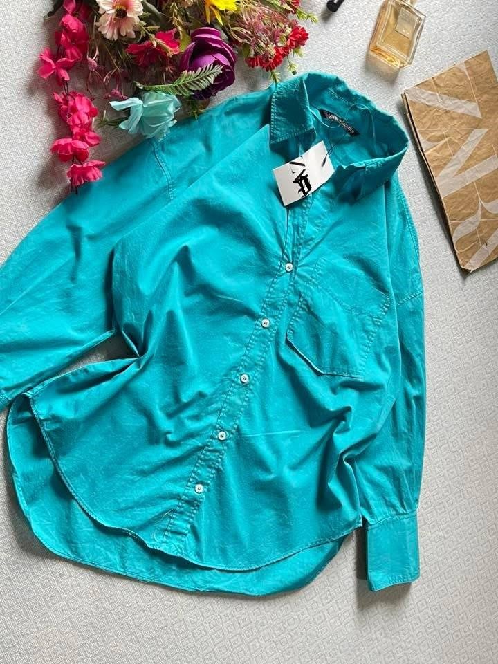 Baby blue poplin shirt