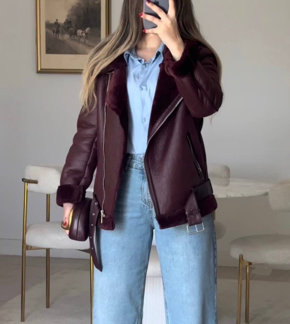 Z4RA DOUBLE FACED BURGANDY JACKET