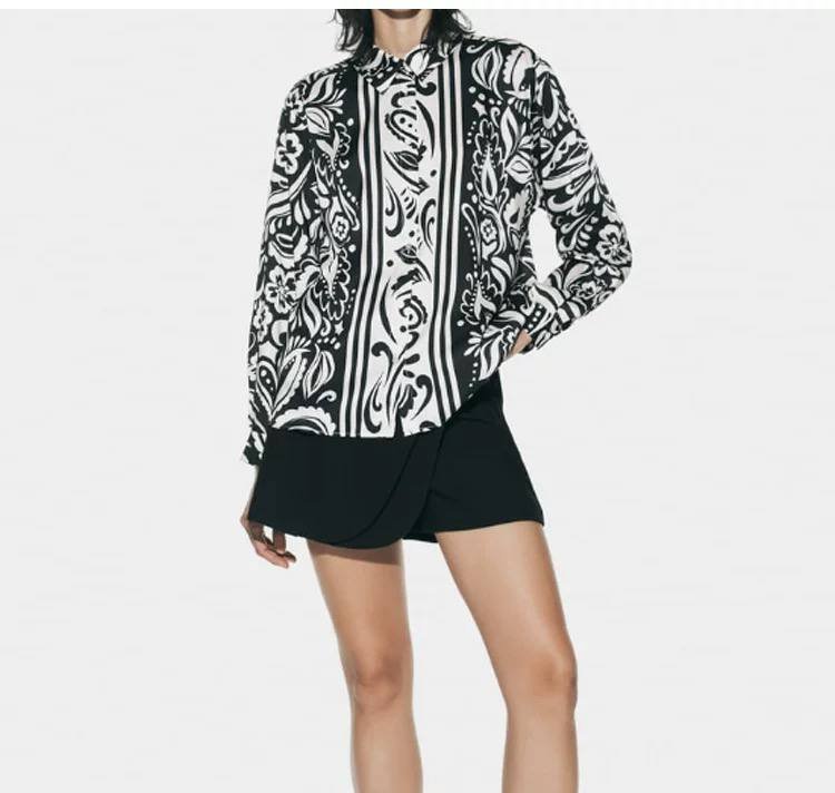 Satin Shirt -Flowery