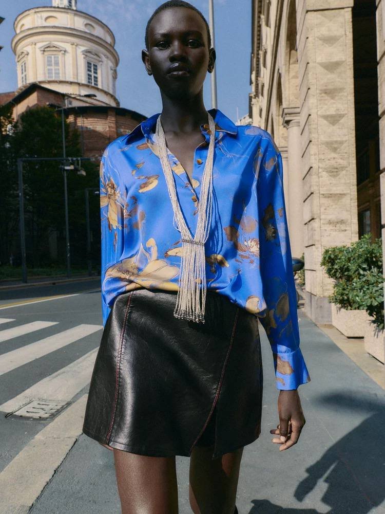 Satin Shirt - Flowery