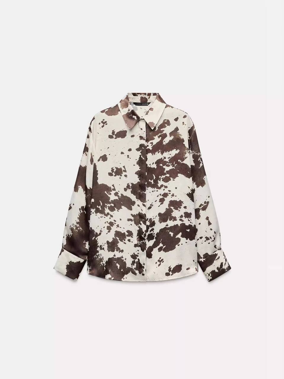 Satin Shirt - Flowery brown