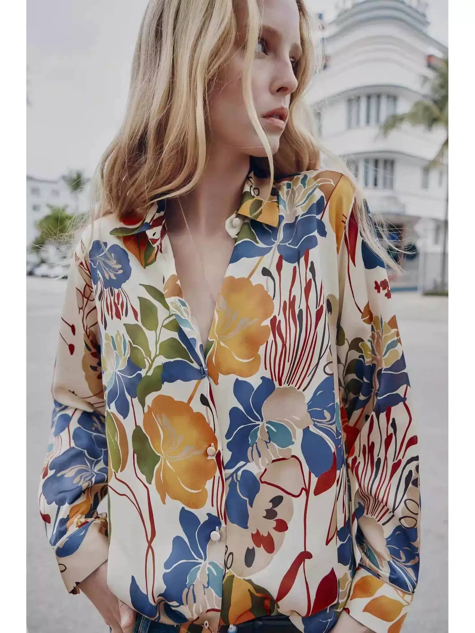 Satin Shirt - Flowery