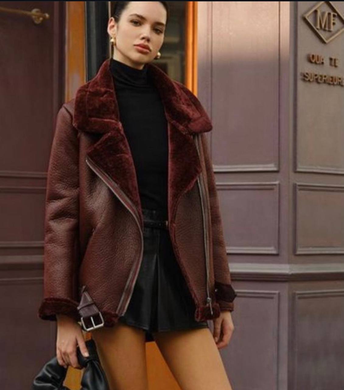 Z4RA DOUBLE FACED BURGANDY JACKET