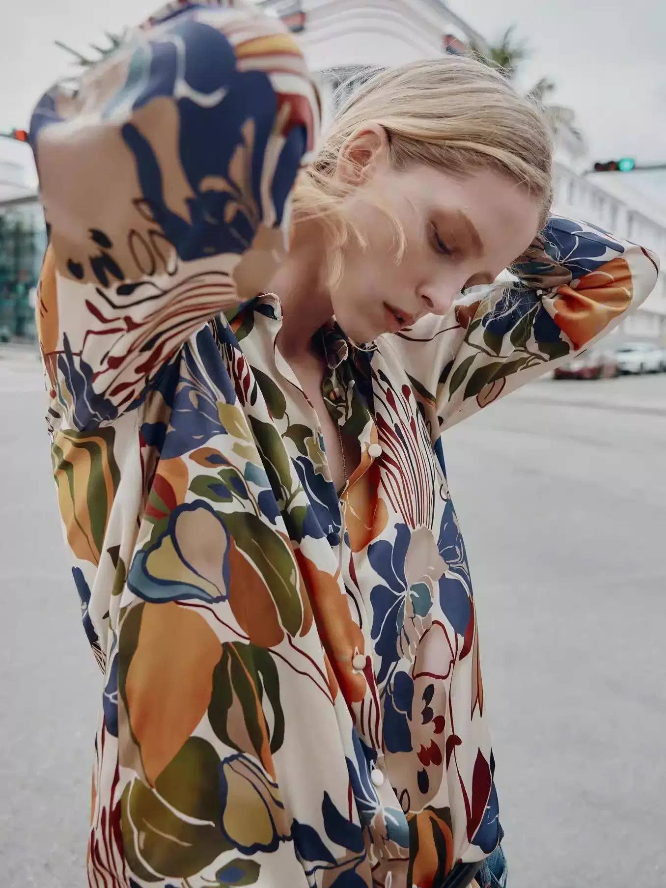 Satin Shirt - Flowery