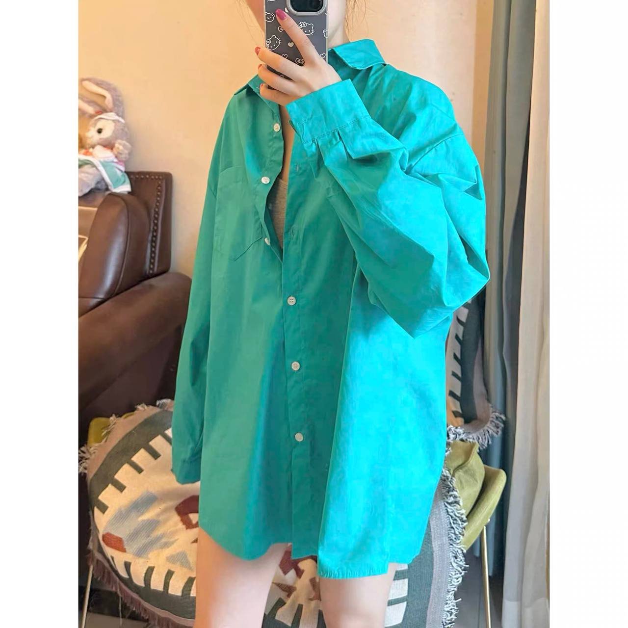 Baby blue poplin shirt
