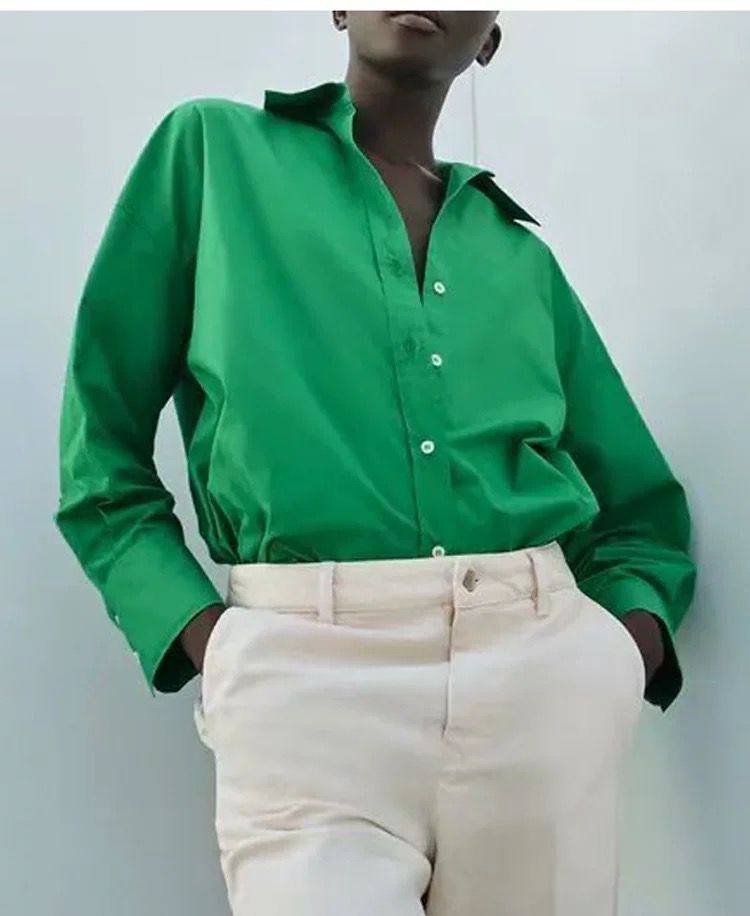 Green poplin shirt