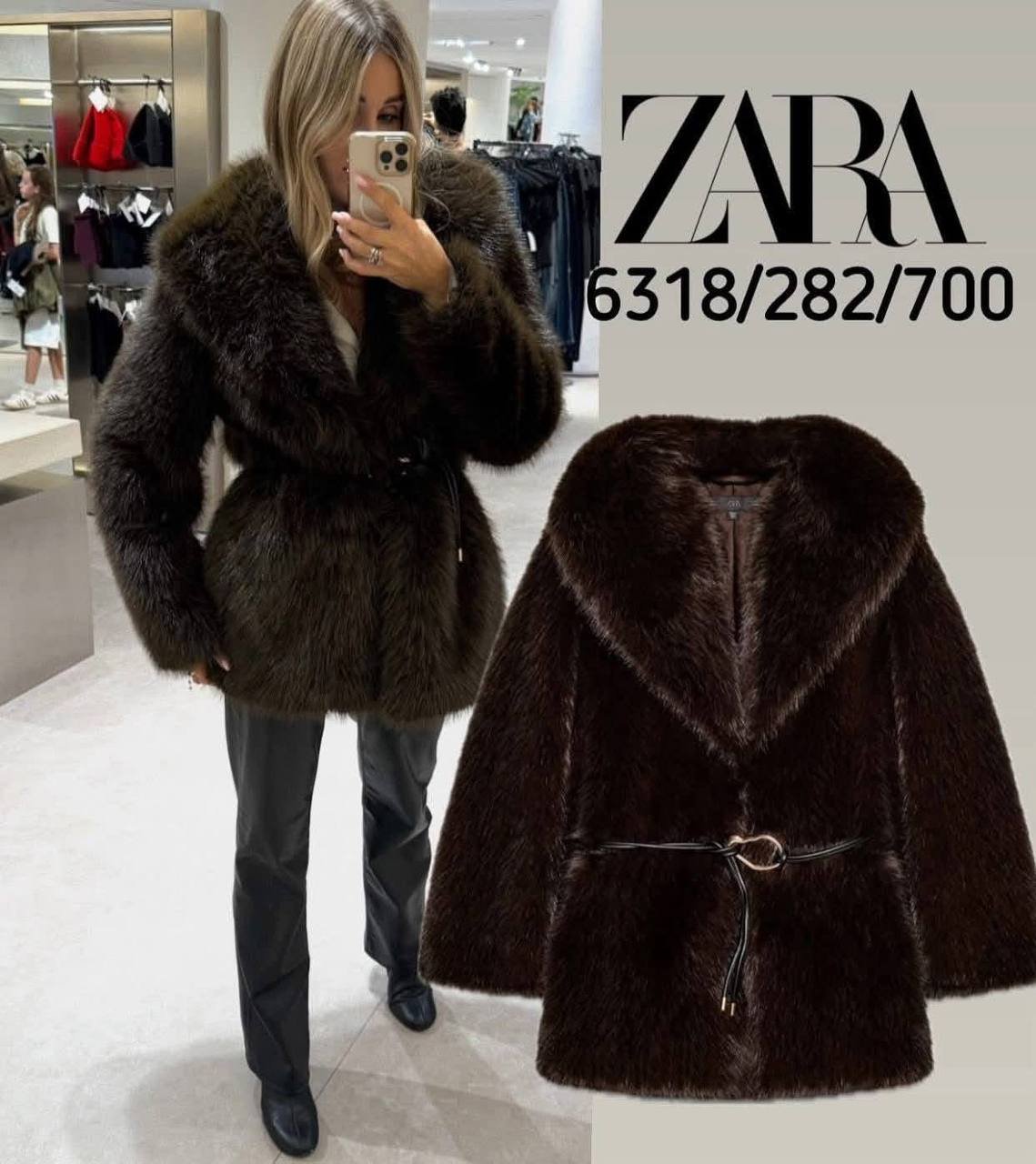 Z4RA ORIGINAL LONG FAUX FUR COAT BROWN