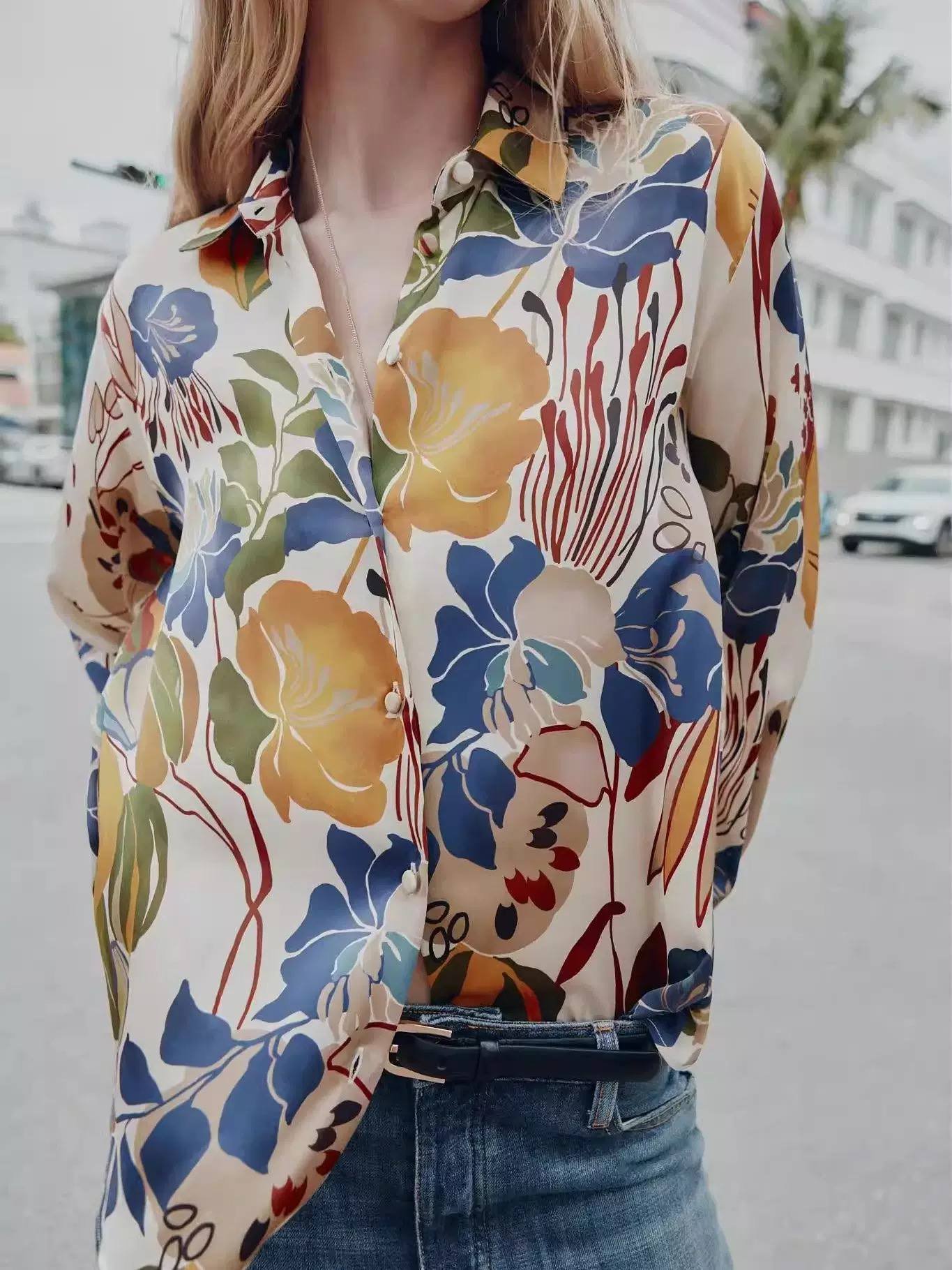 Satin Shirt - Flowery
