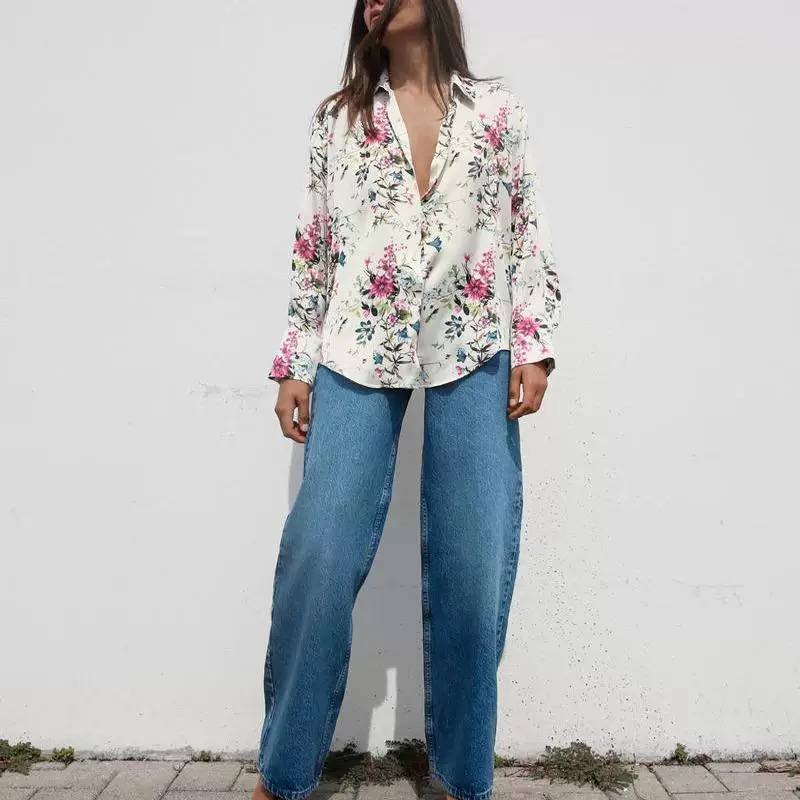 Satin Shirt - Flowery