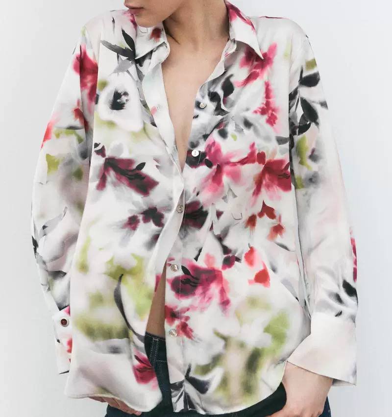 Satin Shirt - Flowery