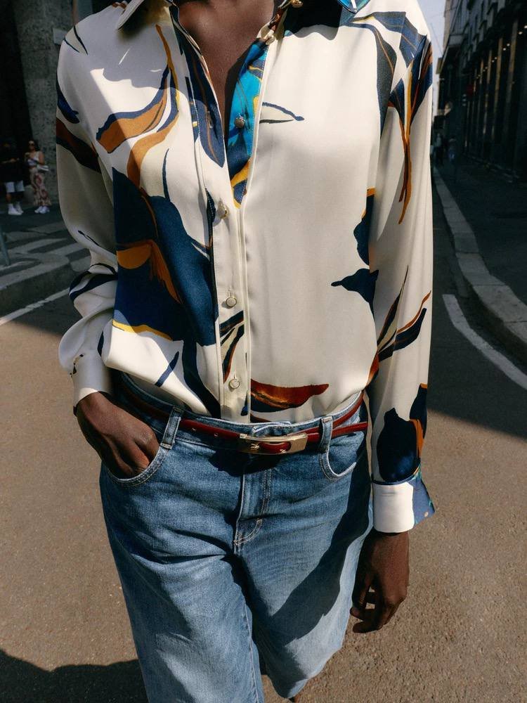 Satin Shirt - Flowery