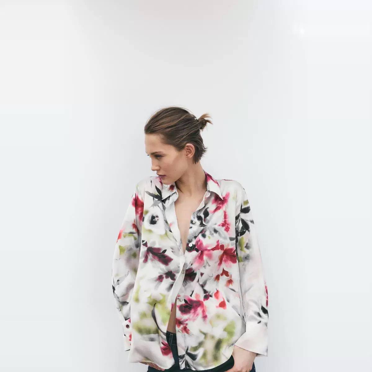 Satin Shirt - Flowery