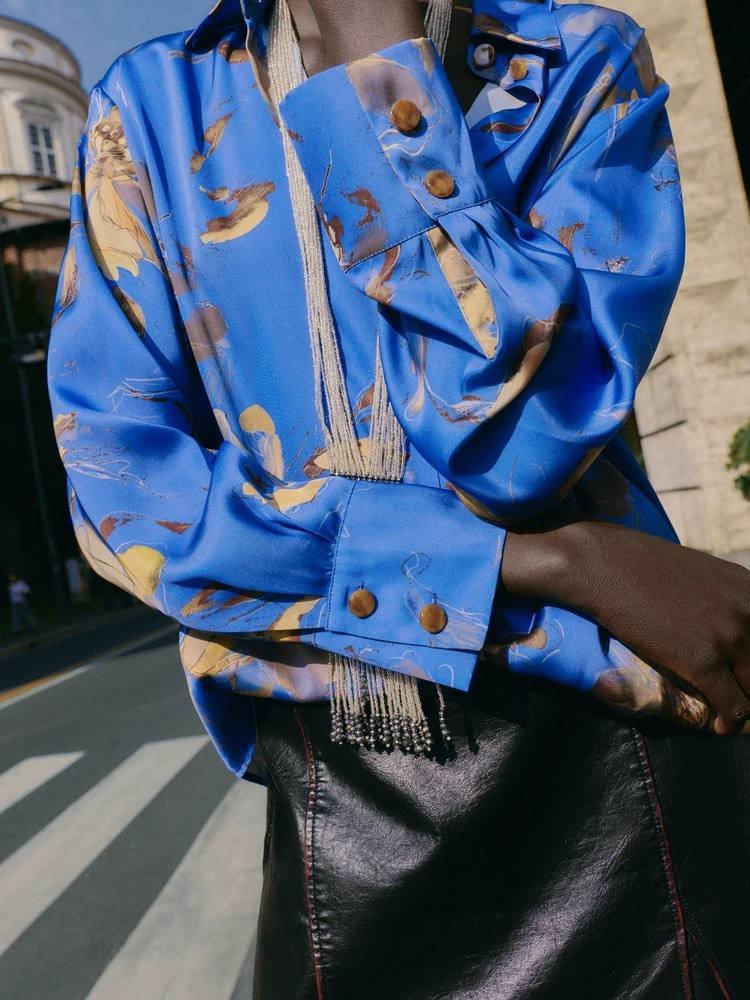 Satin Shirt - Flowery