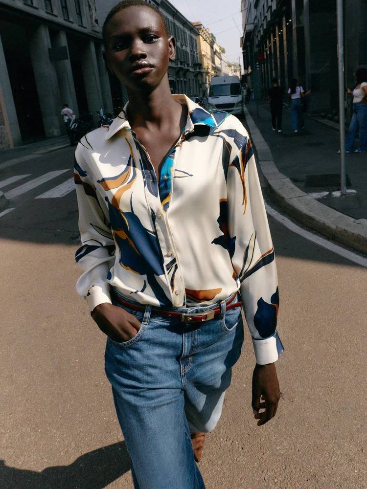 Satin Shirt - Flowery