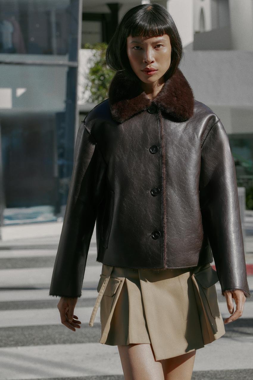 REVERSIBLE DOUBLE-FACED FAUX LEATHER JACKET