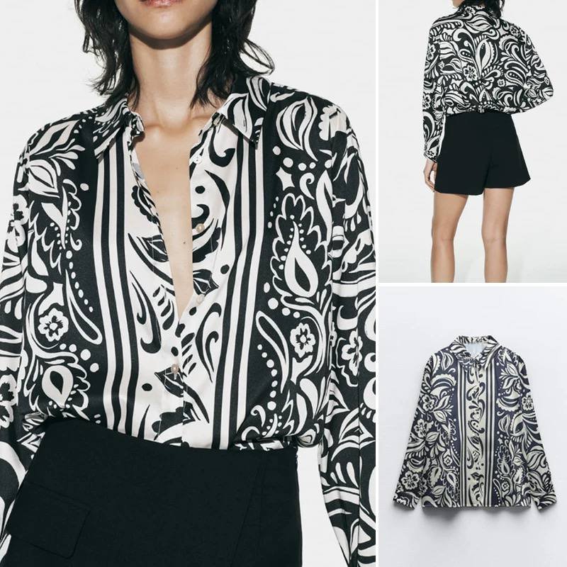 Satin Shirt -Flowery