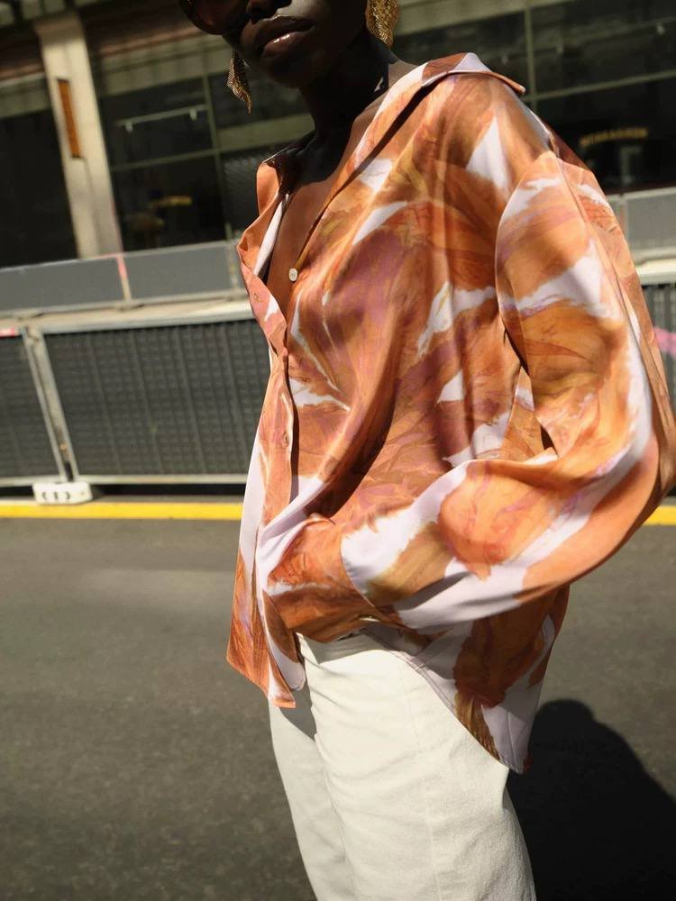 Satin Shirt - Flowery