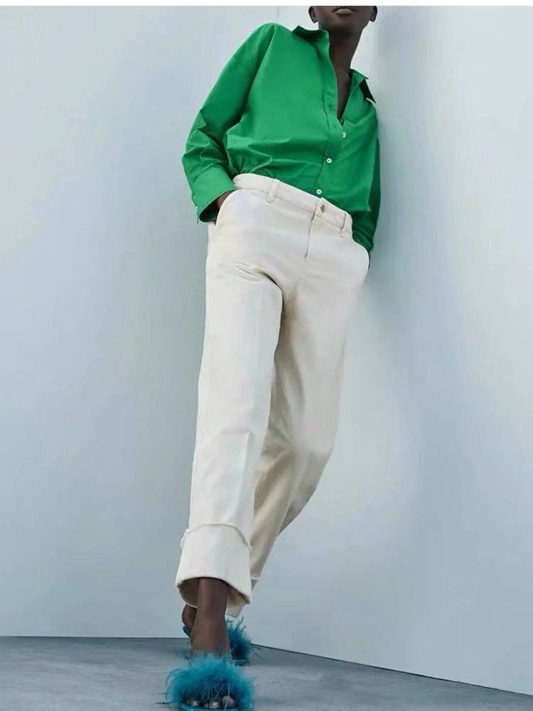 Green poplin shirt